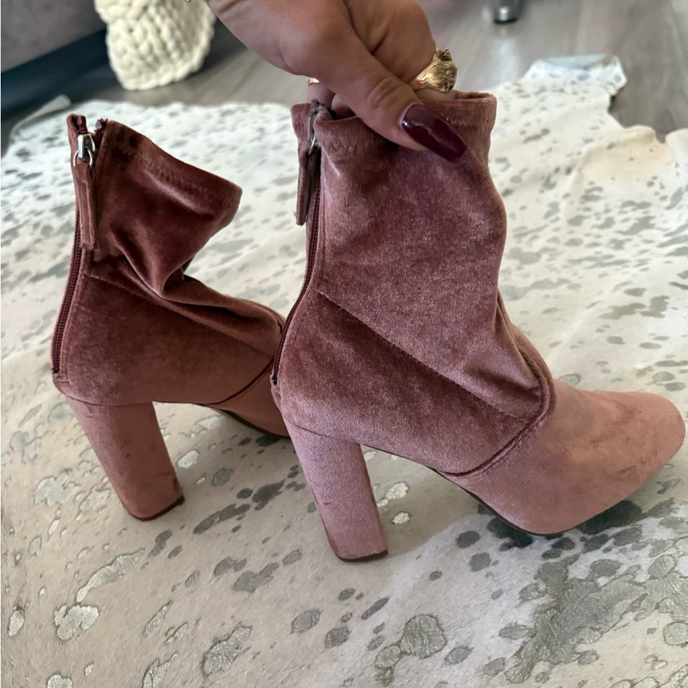 Steve Madden Pink Velvet Ankle Booties